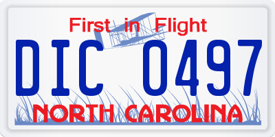 NC license plate DIC0497