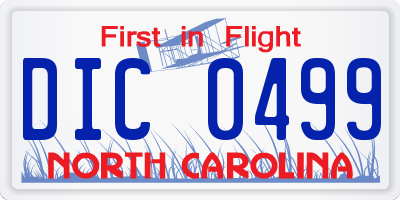 NC license plate DIC0499