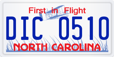 NC license plate DIC0510