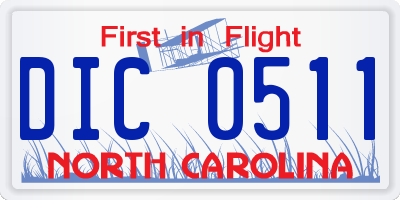 NC license plate DIC0511