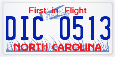 NC license plate DIC0513