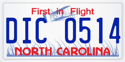 NC license plate DIC0514