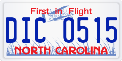 NC license plate DIC0515