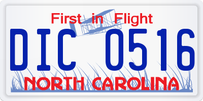 NC license plate DIC0516