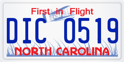 NC license plate DIC0519
