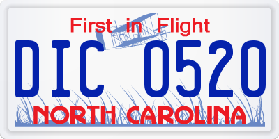 NC license plate DIC0520