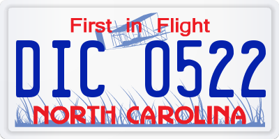 NC license plate DIC0522