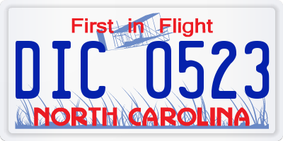 NC license plate DIC0523