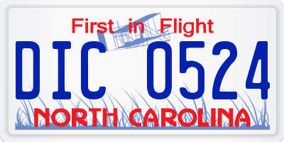 NC license plate DIC0524