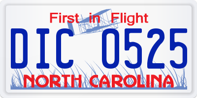 NC license plate DIC0525