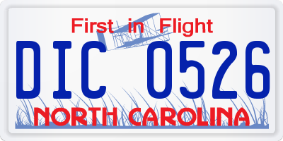 NC license plate DIC0526