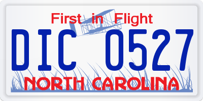 NC license plate DIC0527