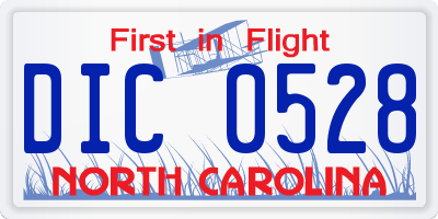 NC license plate DIC0528