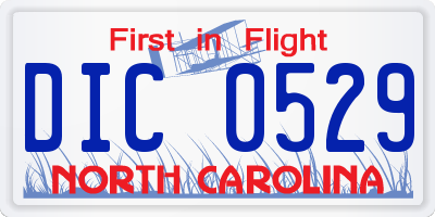 NC license plate DIC0529