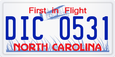 NC license plate DIC0531