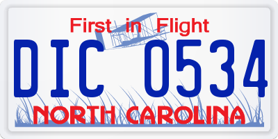 NC license plate DIC0534