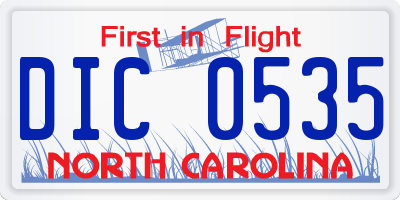 NC license plate DIC0535