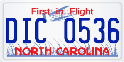 NC license plate DIC0536
