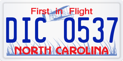NC license plate DIC0537