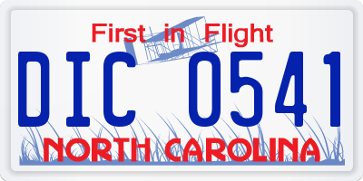 NC license plate DIC0541
