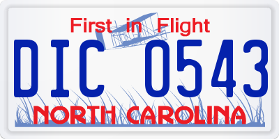 NC license plate DIC0543