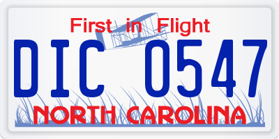 NC license plate DIC0547