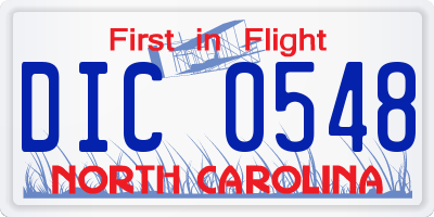 NC license plate DIC0548