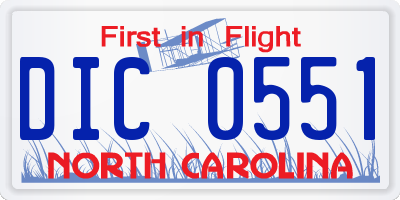 NC license plate DIC0551