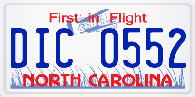 NC license plate DIC0552