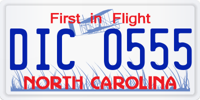 NC license plate DIC0555