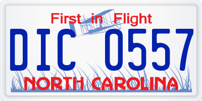 NC license plate DIC0557