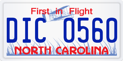 NC license plate DIC0560