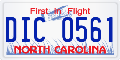 NC license plate DIC0561