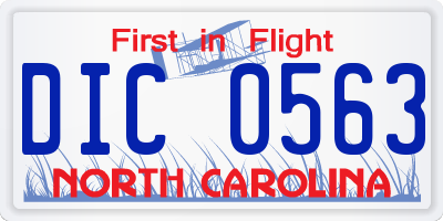 NC license plate DIC0563