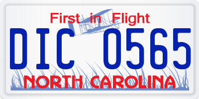 NC license plate DIC0565