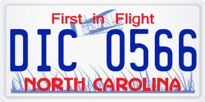 NC license plate DIC0566