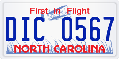 NC license plate DIC0567