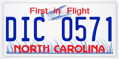 NC license plate DIC0571
