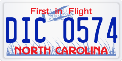 NC license plate DIC0574