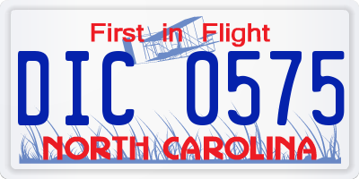 NC license plate DIC0575
