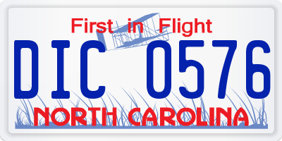 NC license plate DIC0576