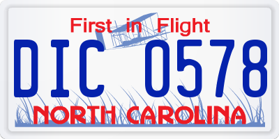 NC license plate DIC0578