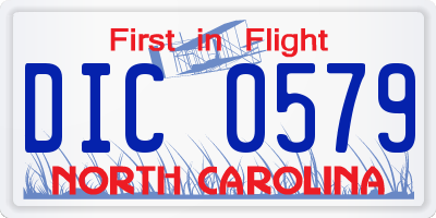 NC license plate DIC0579