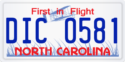 NC license plate DIC0581