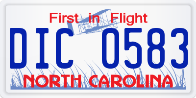NC license plate DIC0583