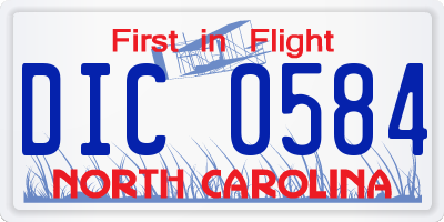 NC license plate DIC0584