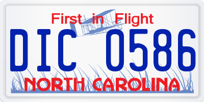 NC license plate DIC0586