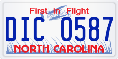 NC license plate DIC0587