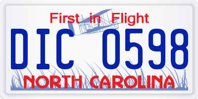 NC license plate DIC0598