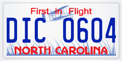 NC license plate DIC0604